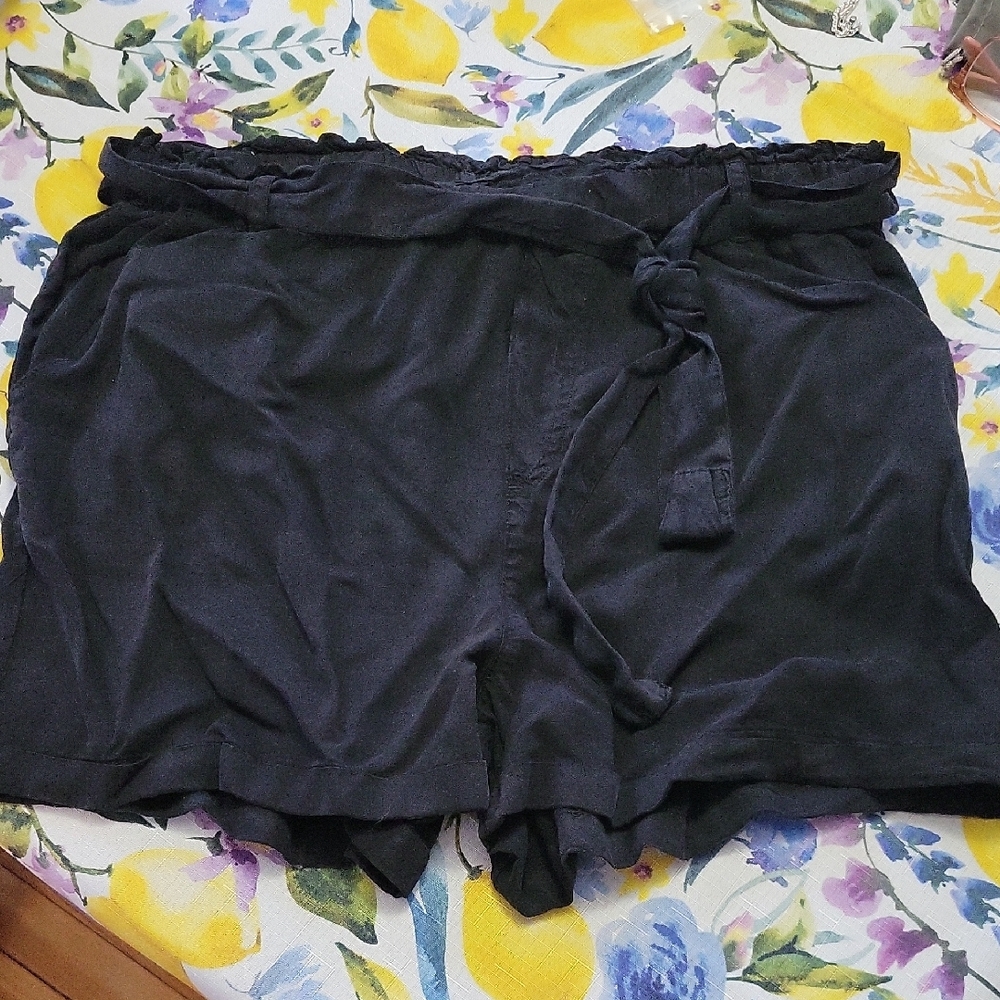 Women's Black Tie-Waist Shorts
